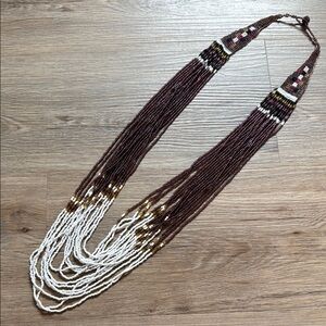 Vintage The Limited White Gold Purple Multi-Strand Beaded Necklace